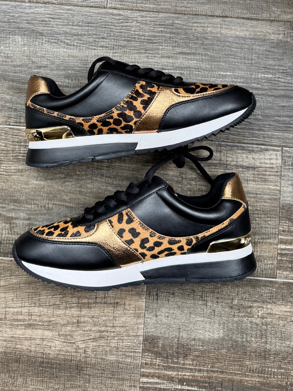 Michael Kors Andi Trainer Sneakers Lace-Up Cheetah Haircalf Leather Deer 8 - Picture 2 of 7
